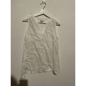 Pure Match USA 100% Linen WHITE Sleeveles Tunic Sz Small Lagenlook
